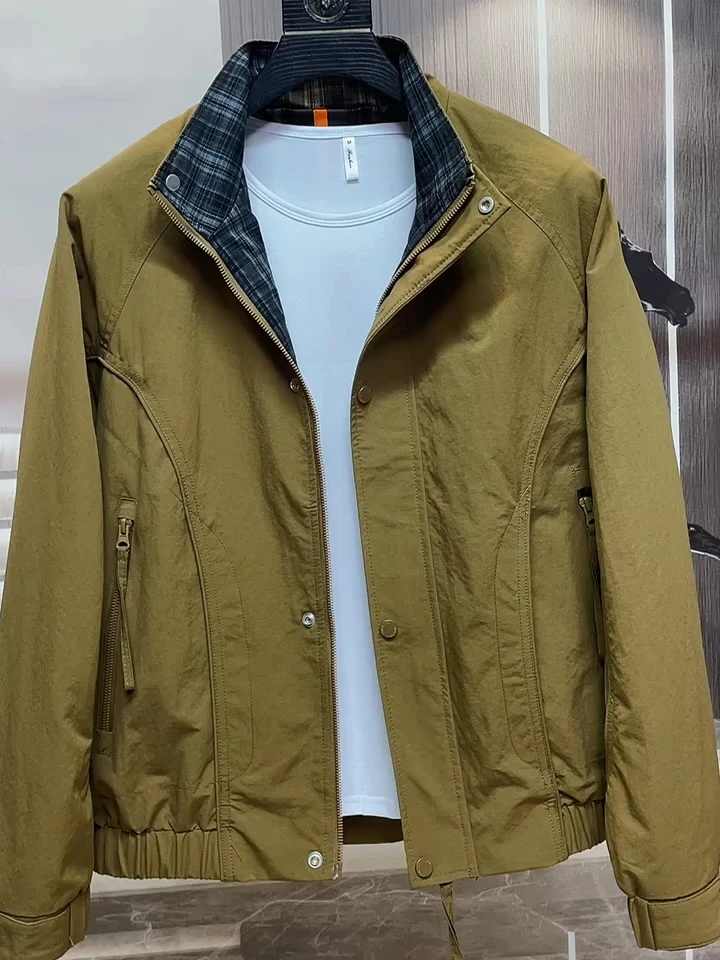 

Spring New Men's Stand Collar Jacket Coat Stylish Versatile High Quality Personality Youthful Standard Fit Long Sleeve Zipper