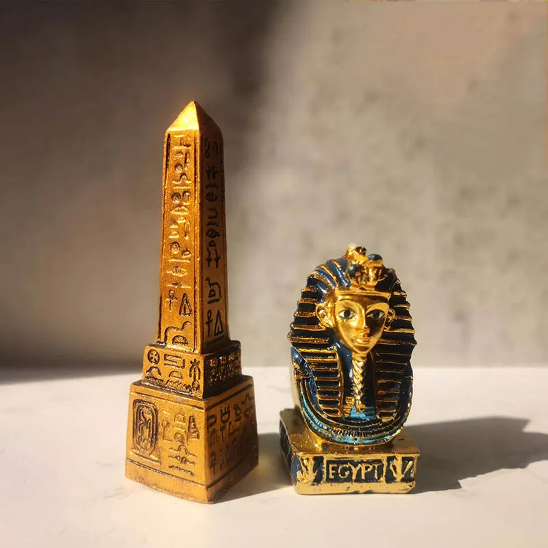 Egyptian Pyramid,Sphinx,Obelisk Resin Statue Ornaments,Pharaoh Mummy,Cleopatra Figurine Home Room Decoration Tourist Collectible