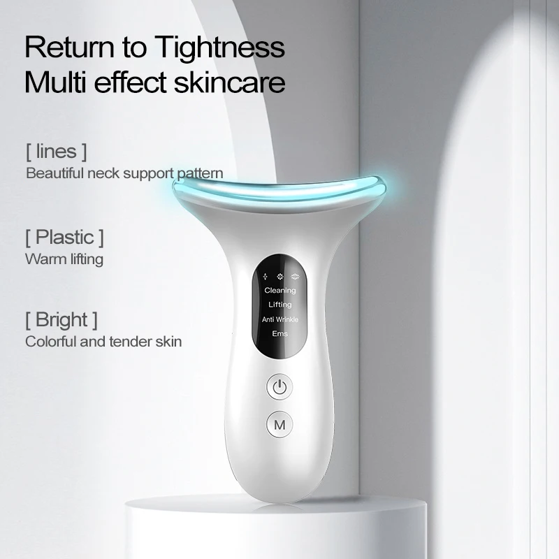 EMS LED Photon Vibração Elétrica Pescoço Massageador, Face Lifting, Beleza, Uso Doméstico