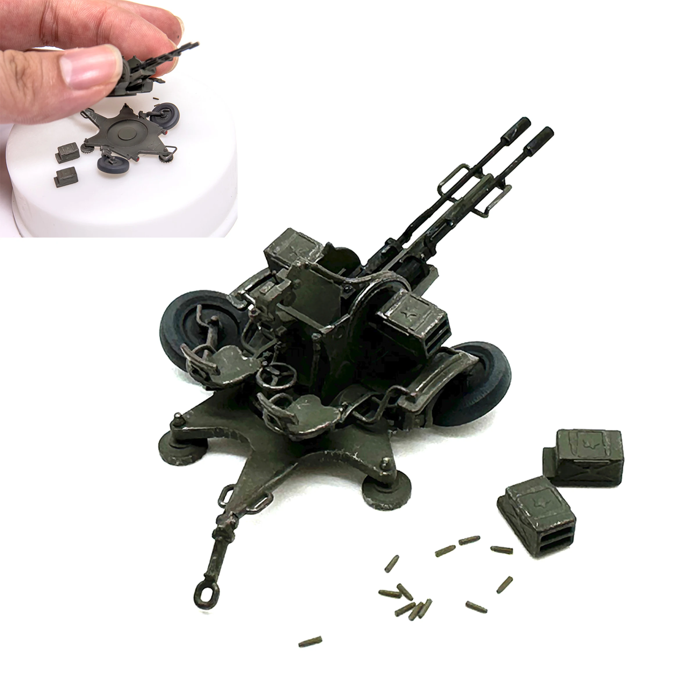 1: 72 AS Soviet Union Russian ZU-23-2 Double Tube Anti Aircraft High Fire Weapon Model (Alloy Barrel) Finished Model