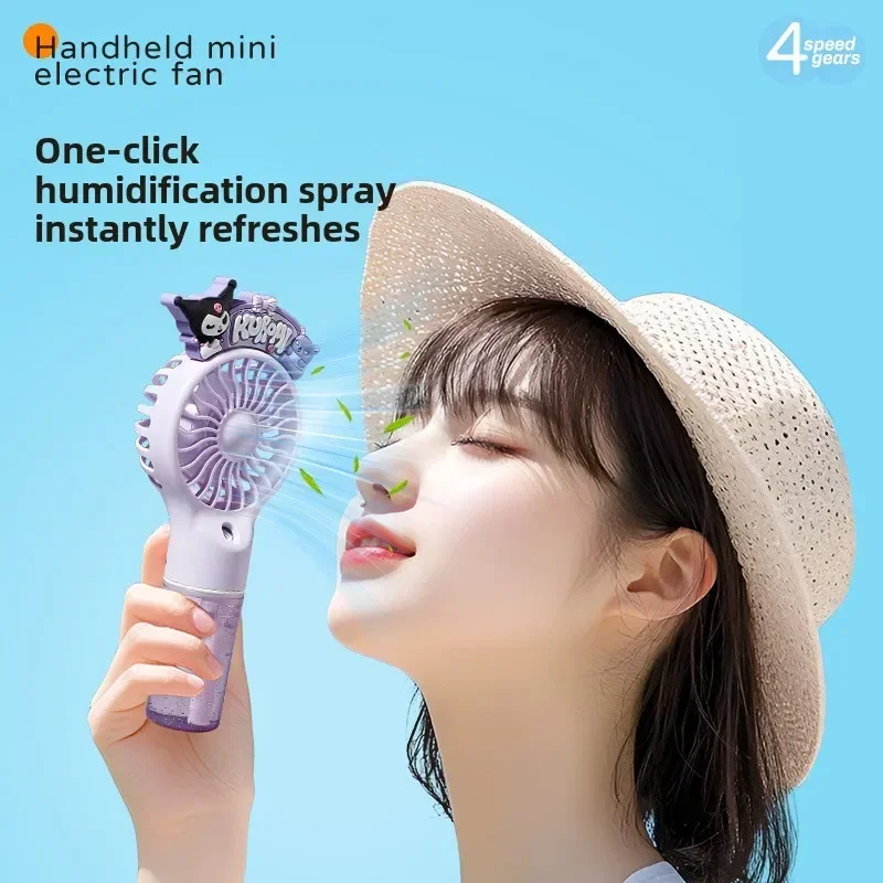 

New Summer Solid Color Spray New Small Fan Hot Cartoon Cute Handheld Usb Charging Cool Outdoor Hydration Electric Fan