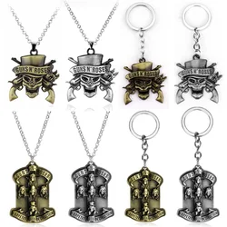 band keychain Guns N Rose Keychain Rock Band GNR Alloy Keyring Steampunk Music Band Pendant Fashion Women Men Car Bag Charm Key