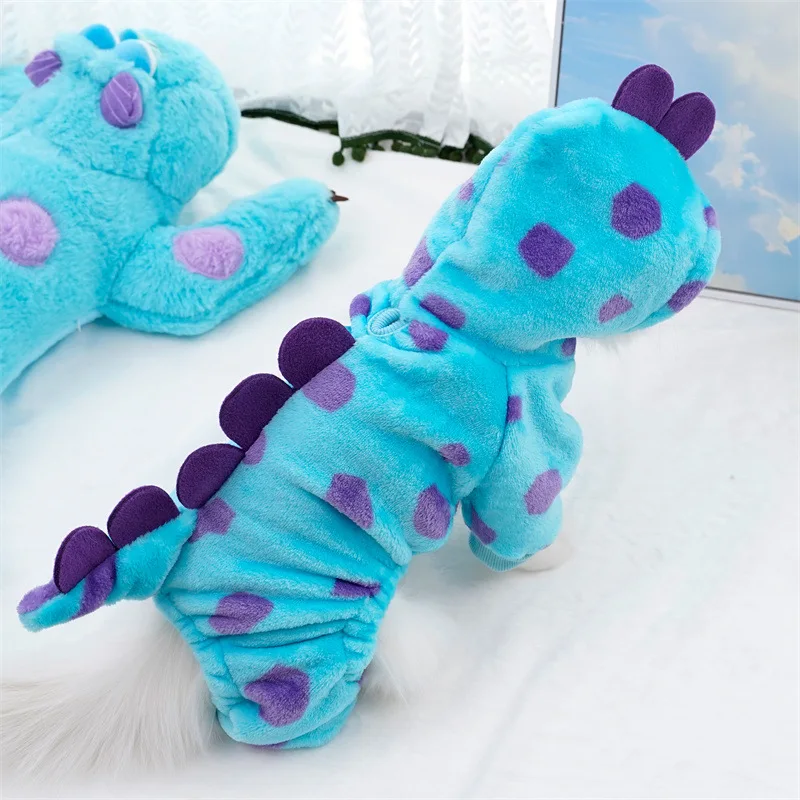 Funny Dog Dinosaur Halloween Costume Soft Warm Dog Clothes for Small Dogs Pixar Monsters Overalls for Cat Winter Puppy Hoodies