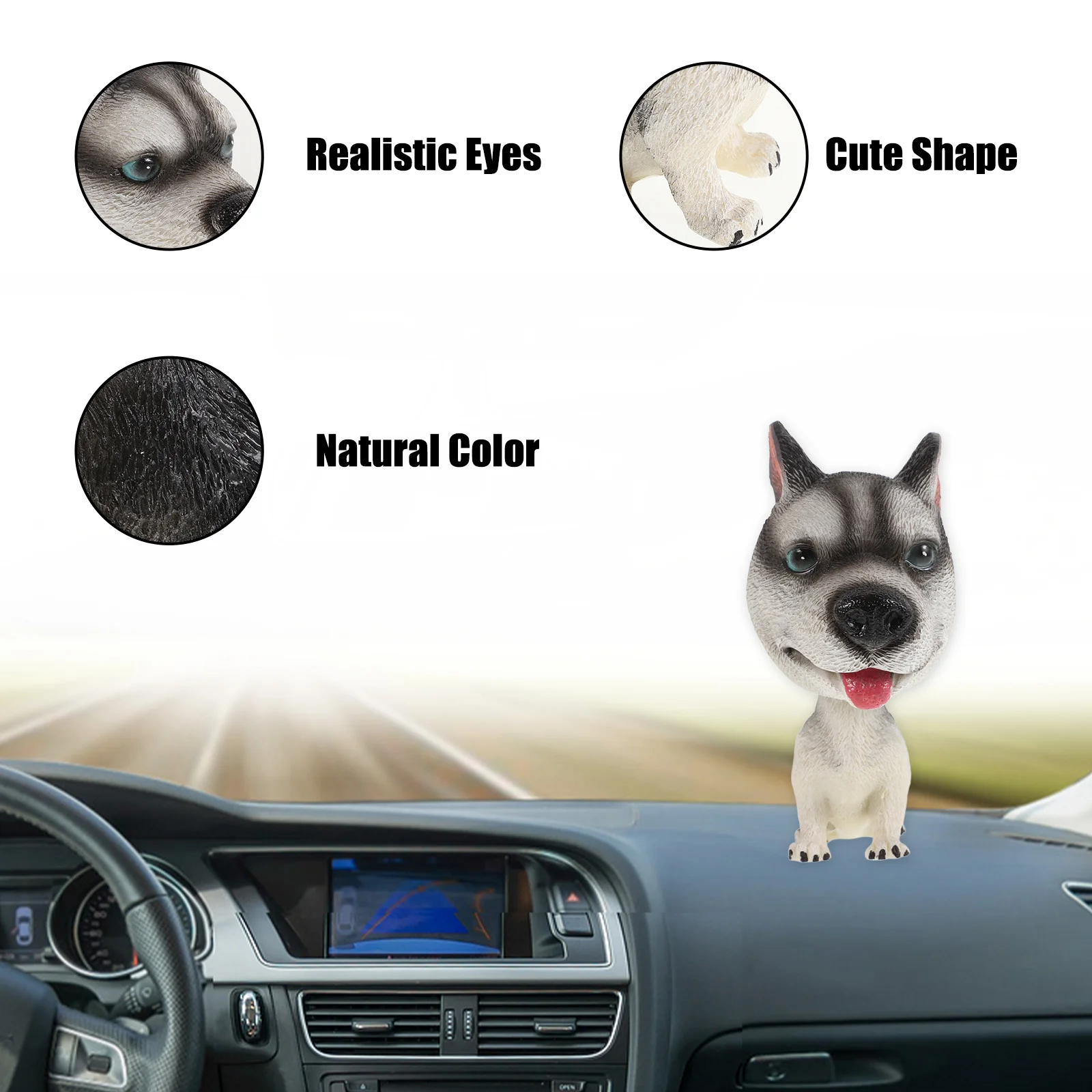 

Bobble Dog Ornament Aesthetic Car Accessories Decorations Dashboard Resin Bobblehead