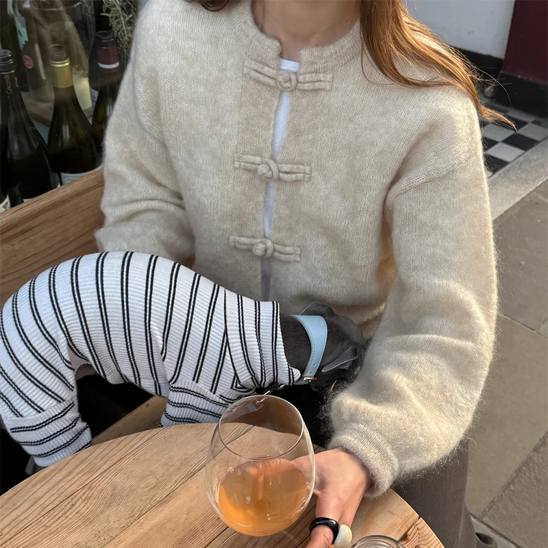 Elegant Knit Grey Women Cardigan Fashion Long Sleeve Button O-neck Female Knitwear 2026 Autumn Winter Fashion Lady Sweater 21 S03ca6bae8da8498e94958a9b02c1b0ddP