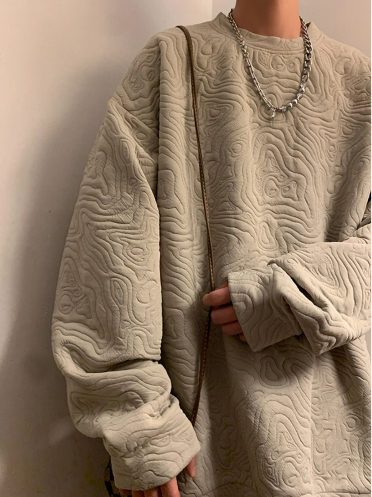 

American Sle round Ne Sweatirt 500g Heavyweight Men's Spring Autumn Faion High-End Feelings Brand Zhongan Embroider...