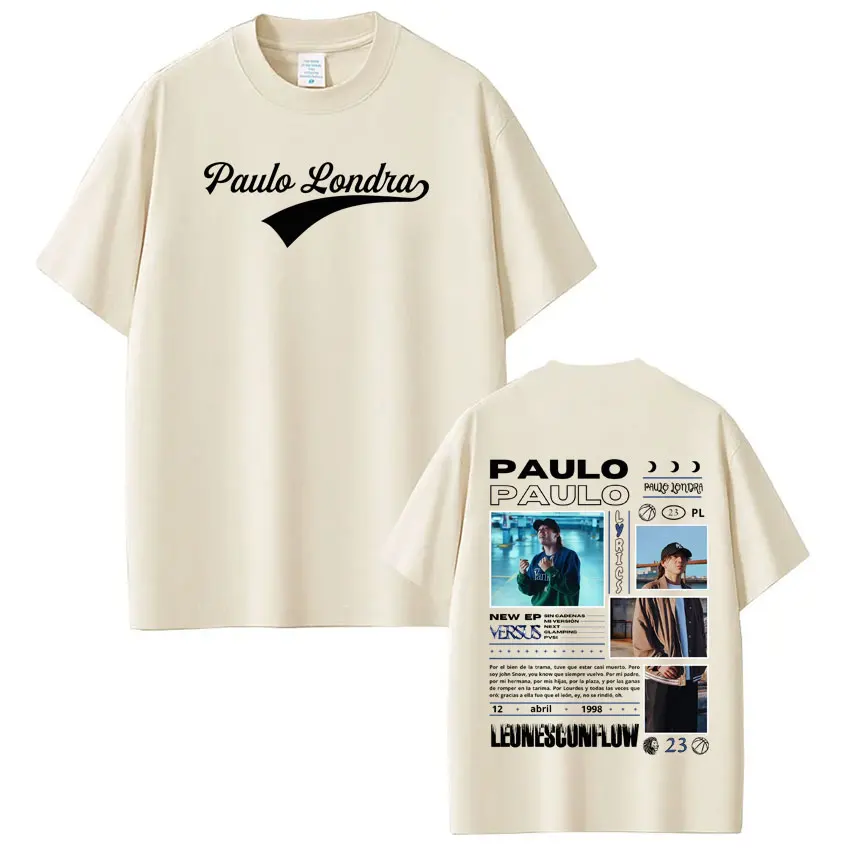 مغني الراب باولو لوندرا كلمات 2025 غطاء جولة المحملة الرجال النساء الهيب هوب تي شيرت الصيف 100% القطن موضة عادية شارع العليا تي شيرت
