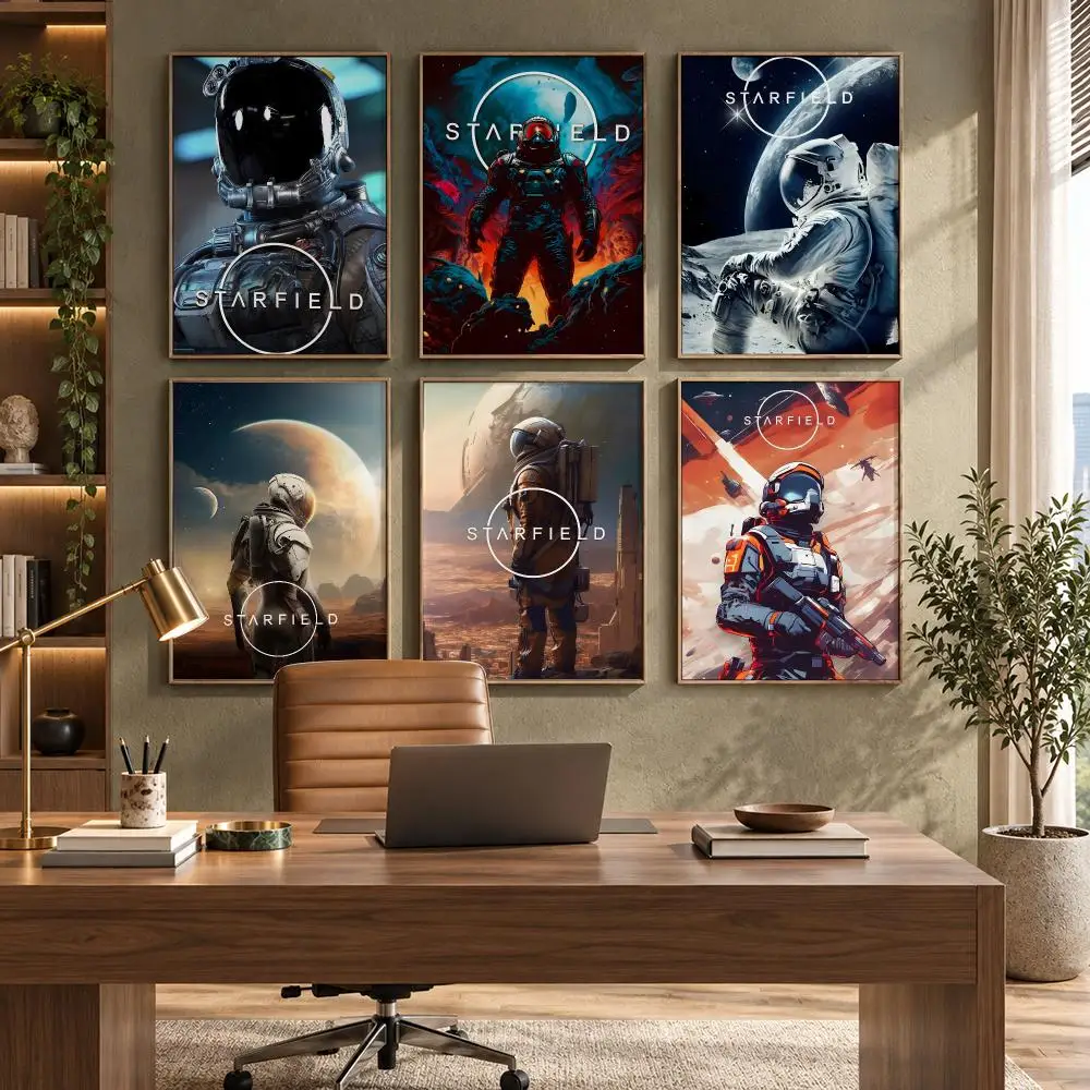 Starfield Space Exploration RPG Game Poster Self-Adhesive PP Paper HD Wall Decal for Study Living Room Garage DIY Gift