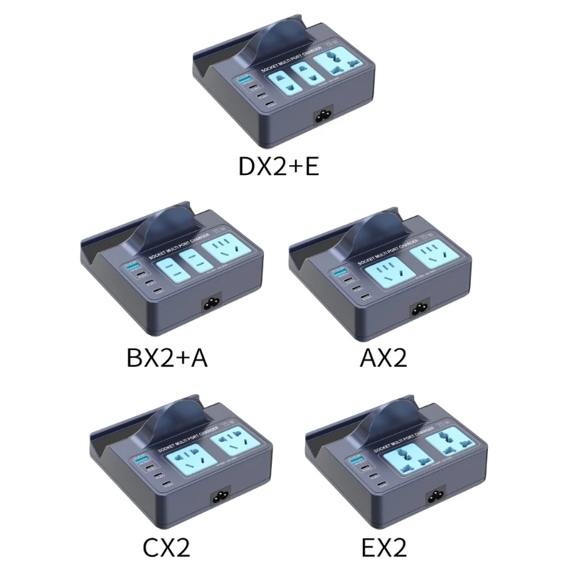 

Desktop Charging Station 45W Multiple Port Socket Support 15W Wireless with QC3.0 for Tablets Phones Y9RF