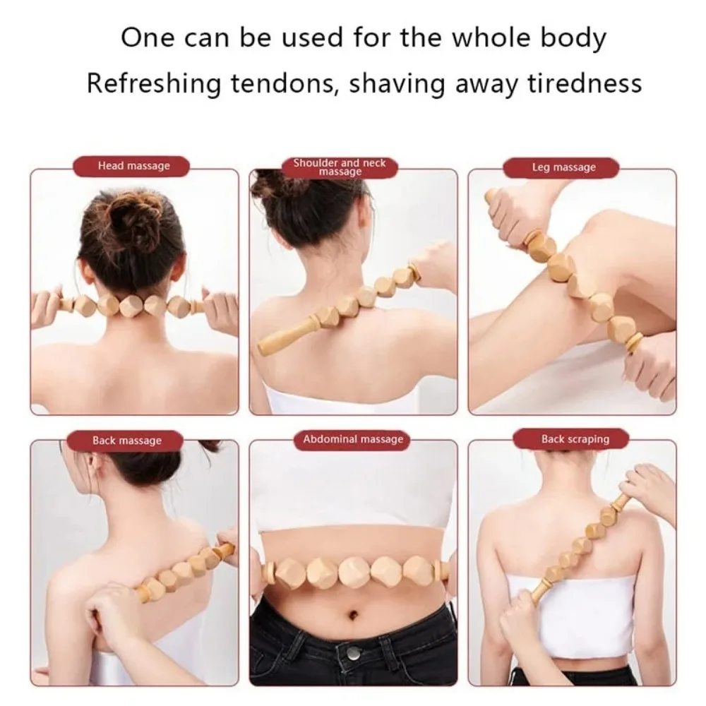 5 in 1 Wood Therapy Massage Tool Lymphatic Drainage Massager Anti Cellulite Fascia Massage Roller for Full Body Muscle Relaxatio