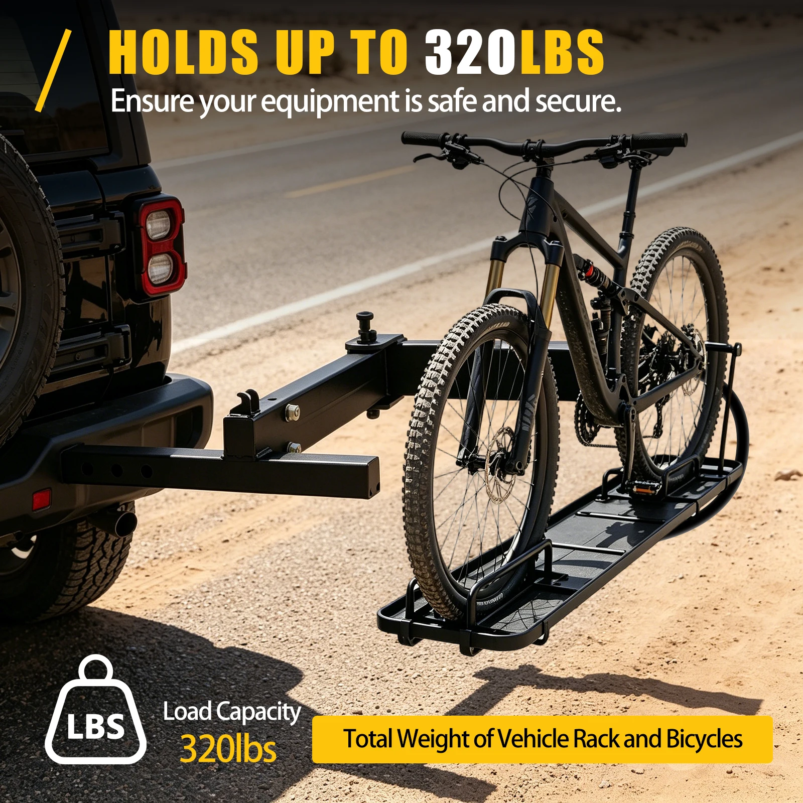 Heavy Duty Swing Away Trailer Hitch Adapter 2 Inch Receiver 320 lbs Load Capacity 90 Degree Pivot Arm Bike Rack Carrier Extender for Pickup Truck SUV Motorhome Camper Van Rear Hatch Access Cargo Hauling Towing Equipment