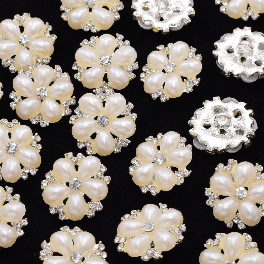 10 pcs medieval elegant pearl gold buttons, flower handicraft decorative buttons with rhinestone for sewing clothing  luxury