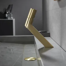 Bathroom Utensils Mixing Faucet Creative Design Brushed Gold Cold And Hot Basin Faucets One Hole Sink Metal Tap Accessories Bath