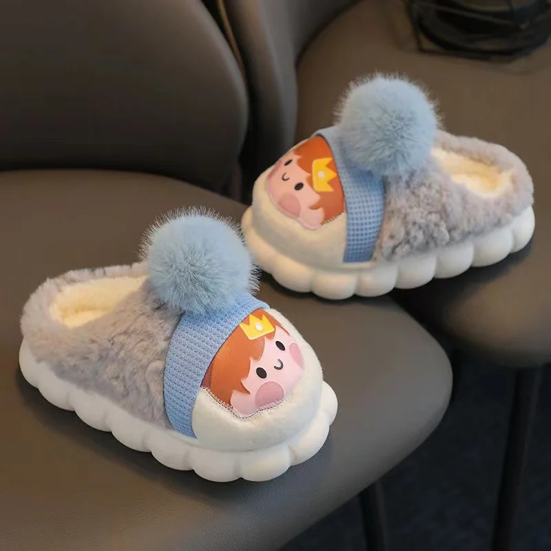 Kids Cotton Slippers 2024 New Winter Children\'s Cute Princess Plush Slippers Home Indoor Shoes Furry Child Slippers for Girls
