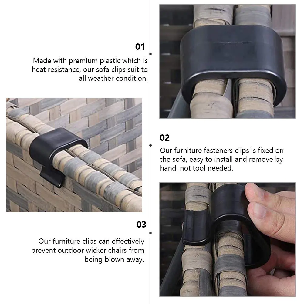 

10Pcs Patio Furniture Clips Outdoor Sectional Sofa Fasteners Heat Resistant Plastic Wicker Chair Fastener Clamps