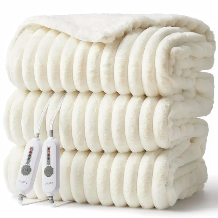 

Heated Blanket Queen Size, Electric Blanket Cozy Faux Rabbit Fur with 4 Heating Levels amp 10 Hours Auto Off, OverHeat Protectio