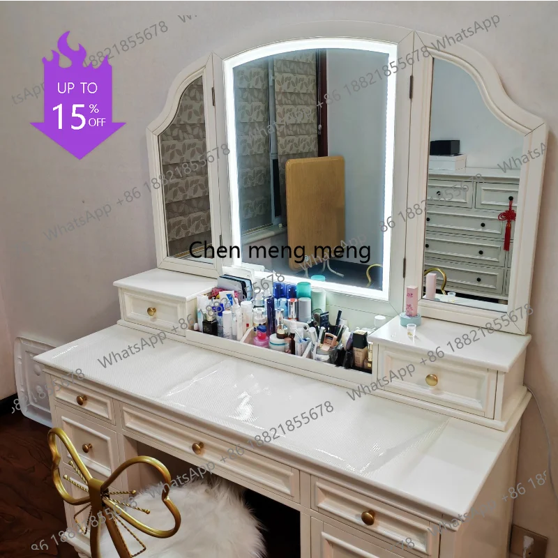 

smt51 Hidden Wooden Makeup Vanity Desk Huge Storage Mirror Europa Makeup Vanity Desk White Vintage Kaptafel Master Bedroom Furni