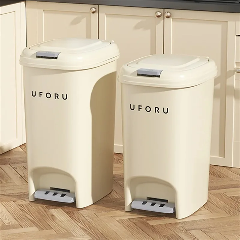 8/10/15L Press Type Trash Can Kitchen Foot Pedal Waste Bin Large Capacity Trash Can with Lid Bathroom Waterproof Garbage Bins