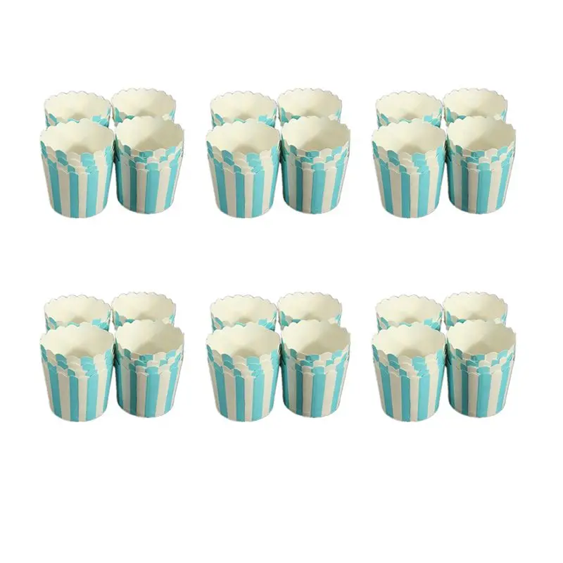 ABKW-300 Pcs Cupcake Wrapper Paper Cake Case Baking Cups Liner Muffin Dessert Baking Cup,Blue Striped