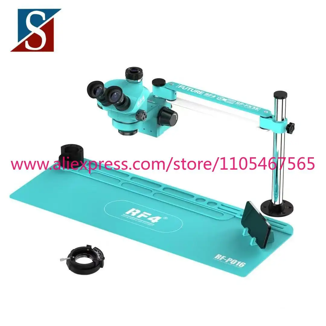 1PCS RF4 RF-FX35A uses a unique hollow design high hardness alloy structure 7-50X trinocular microscope