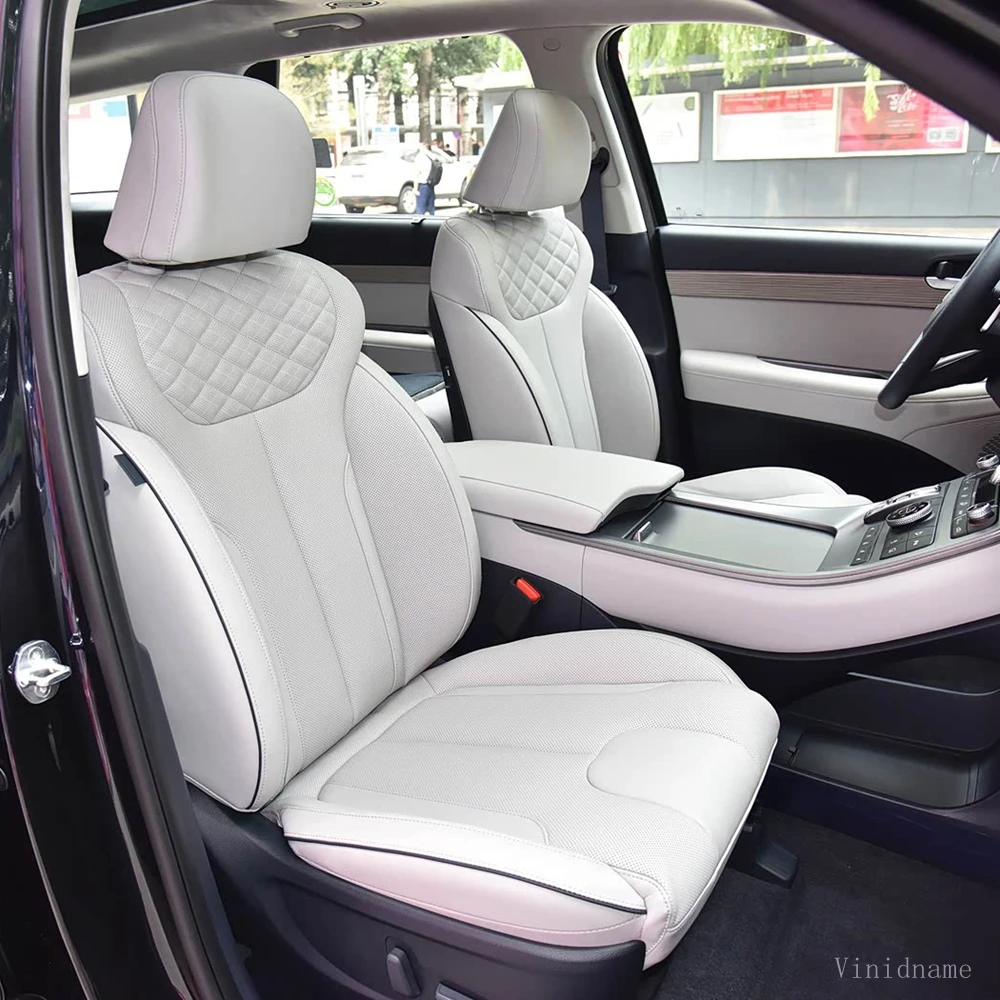 For Hyundai Palisade 2018 2019 2020 2021 2022 Vegan Nappa Leather Custom Car Seat Covers Set For 7 Seats Interior Accessories
