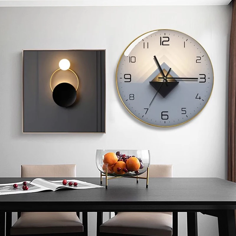 

Round Minimalist Wall Clock Digital Luxury Art Mural Bedrooms Silent Restaurant Clock Wall Simple Reloj De Pared Room Decoration