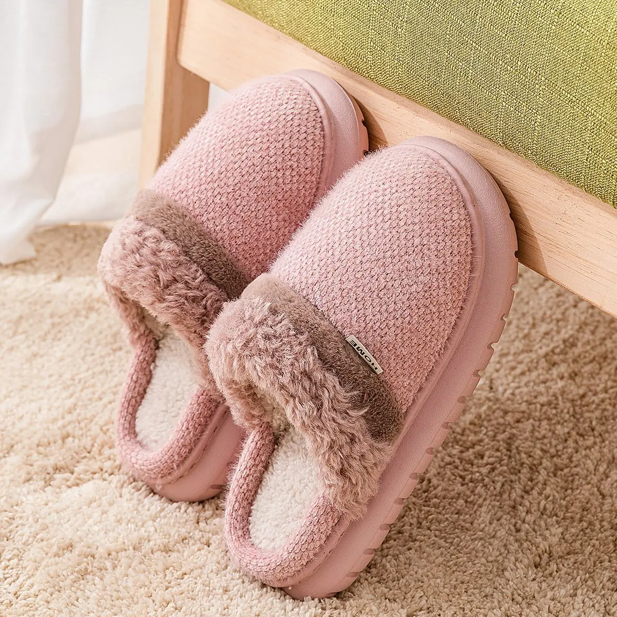 New Warm Winter Women Men Slippers Home Thick Plush Shoes Indoor Soft Platform Fashion Footwear Non Slip Bedroom Furry Slides