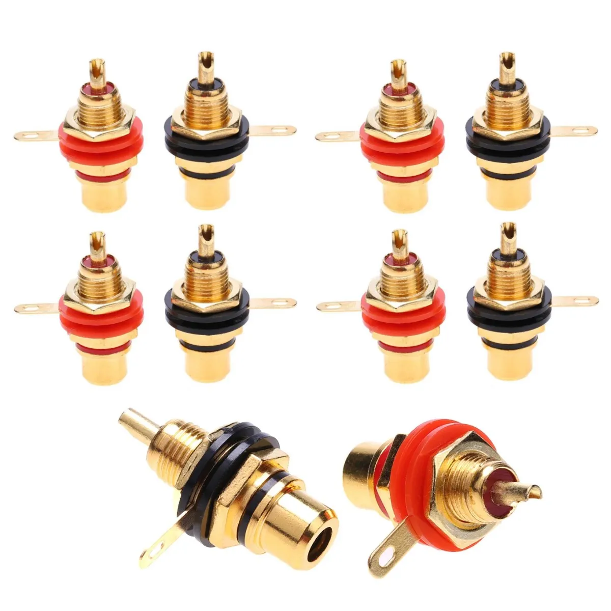 10pcs RCA Female Socket Connectors Zinc Alloy Gold Plating Female RCA Jack Connector Accessories RCA Female Plug Audio Socket