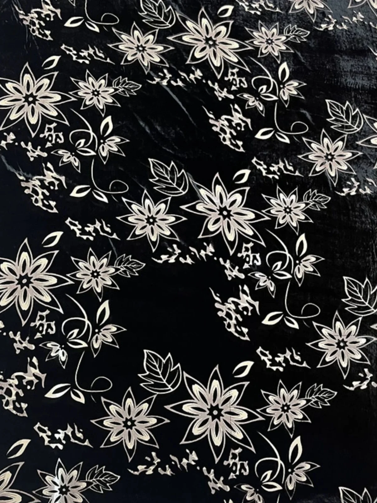 High Quality Real Silk Velvet Fashion Cloth Antique Black Background Floral Non-Inverted Designer Fabric Dress