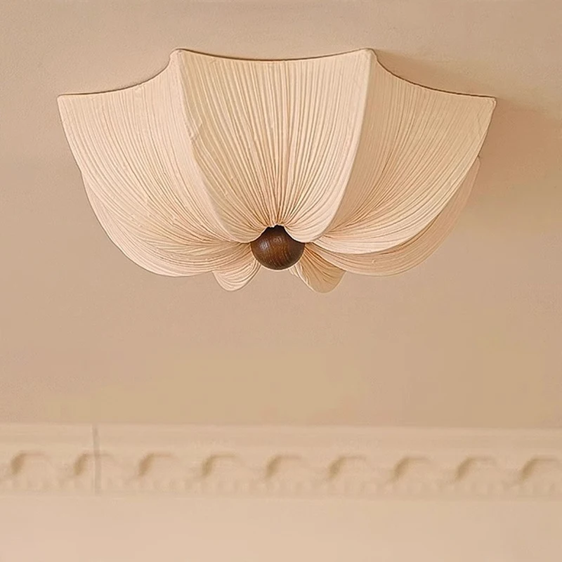 Nordic Minimalist Wabi Sabi Fabric Ceiling Light Living Dining Room Led Ceiling Chandelier Bedroom