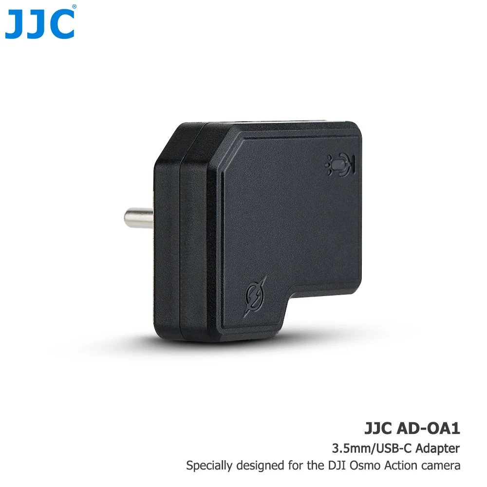 JJC 3,5 mm Audio-/USB-Typ-C-Adapter für DJI OSMO Action 1-Kamera für 3,5 mm Mikrofon, USB-C-Akku, Ladedatenübertragung