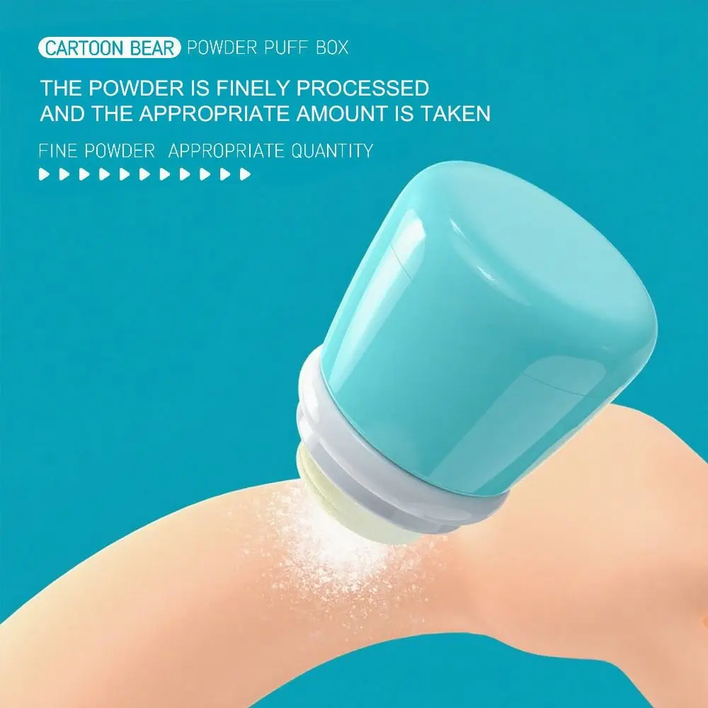 Soft Applicator Bear Shaped Powder Puff Container Seal Lid Portable Design Powder Puff Box Empty Box Cute Cartoon Bear