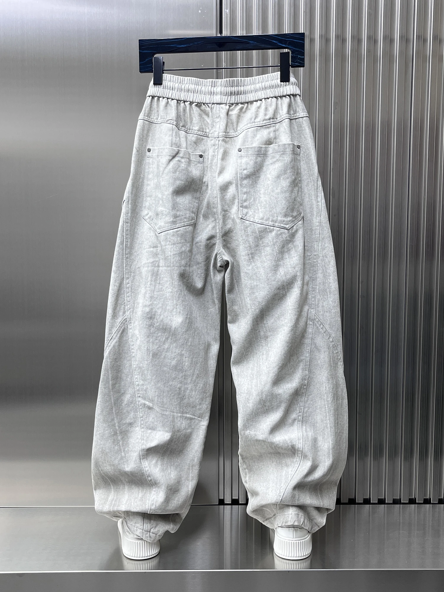 الأمريكية Sle فضفاض واسعة الساق عارضة السراويل الرجال الكورية تنوعا Dstring بارد عمال السراويل تنفس مستقيم الساق #5