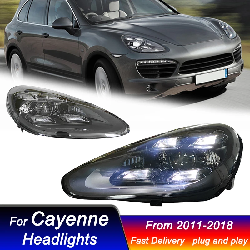 

Стайлинг автомобиля фары для Porsche Cayenne 958 2011-2018-2022 стиль светодиодный DRL динамический сигнал фары передний фонарь в сборе