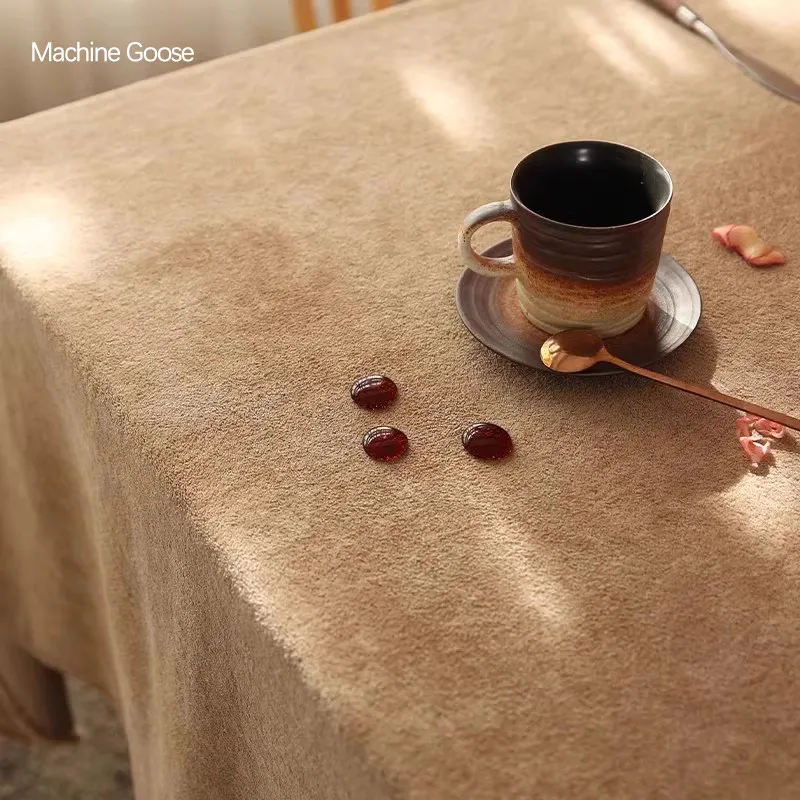Soft plush coffee table tablecloth solid color dining table cloth waterproof and oil-proof leave-in household tableware
