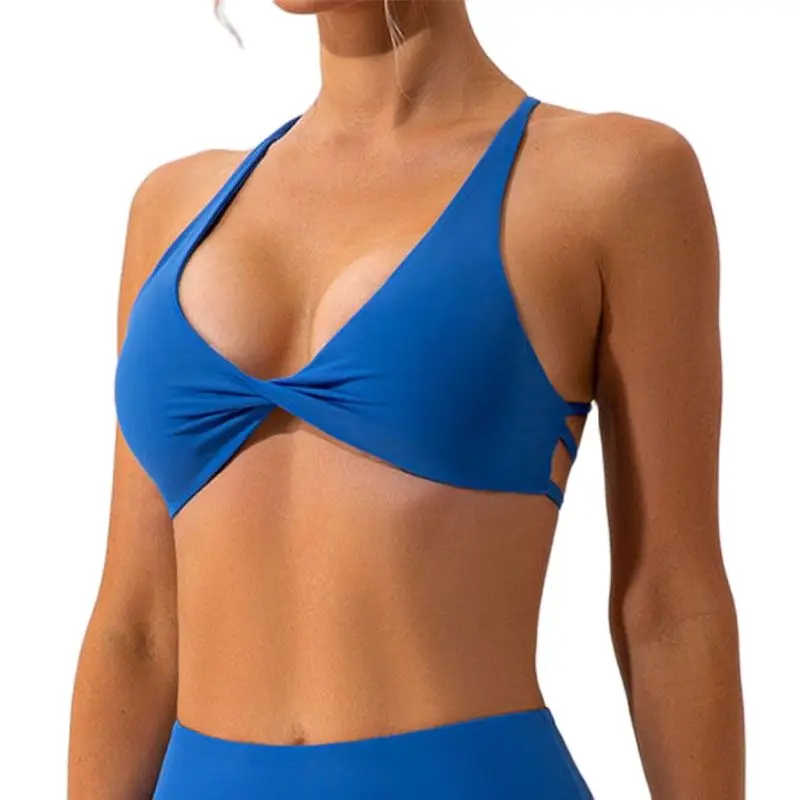 CHRLEISURE-Sujetador deportivo con espalda cruzada para mujer, ropa interior para correr con almohadilla para el pecho, sensación desnuda, chaleco