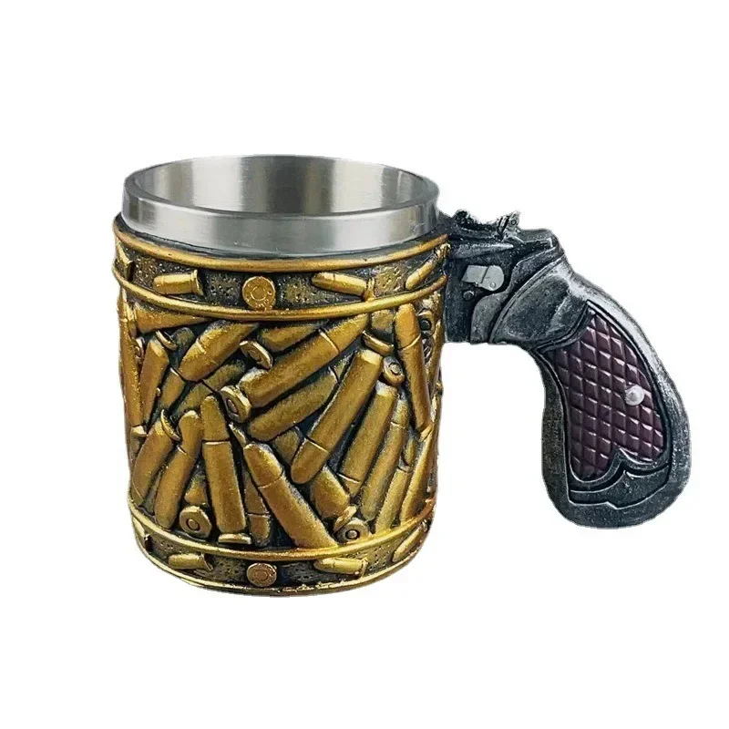 

1pcs 400ml Unique High-quality Western Revolver Gun Ammo Bullet Round Shells Coffee Cup Beer Mug Collecting Gift