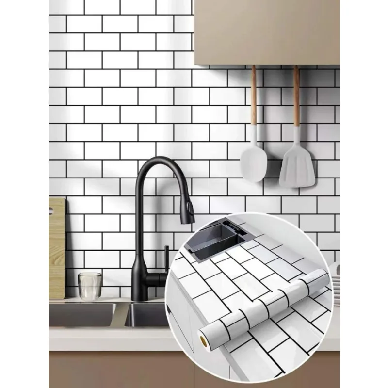 50cm Width Marble Self Adhesive Wallpaper Foil Wall Stickers Waterproof Contact Paper for Kitchen Decorative Film Home Decor