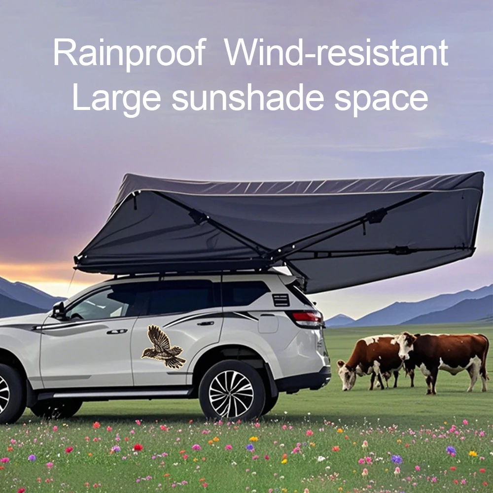 2M 270 Degree Driver Side Free Standing Awning with Built-in LED Light One Bedroom Structure Waterproof UV50+ Wind Resistant SUV