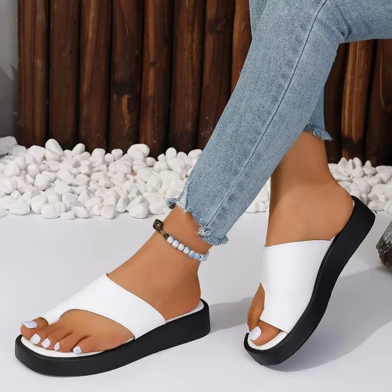 Women\'s Sandals 2024 New Comfy Platform Flat Sole Ladies Casual Soft Big Toe Foot Correction Sandal Orthopedic Bunion Corrector