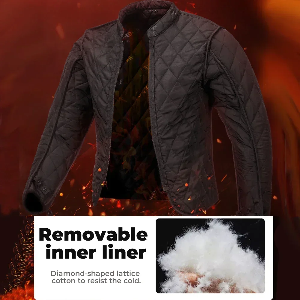 Chaqueta de motociclismo para hombre, traje de cuero para motociclista de carreras, forro cálido extraíble, elástico, impermeable, a prueba de viento para exteriores