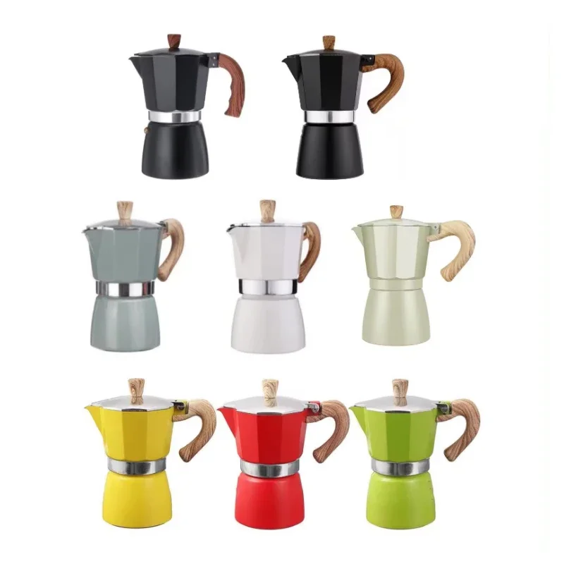 hot sale Portable moka pot Aluminum Espresso Coffee Maker Moka Pot Customized Color Mocha Pot With Logo