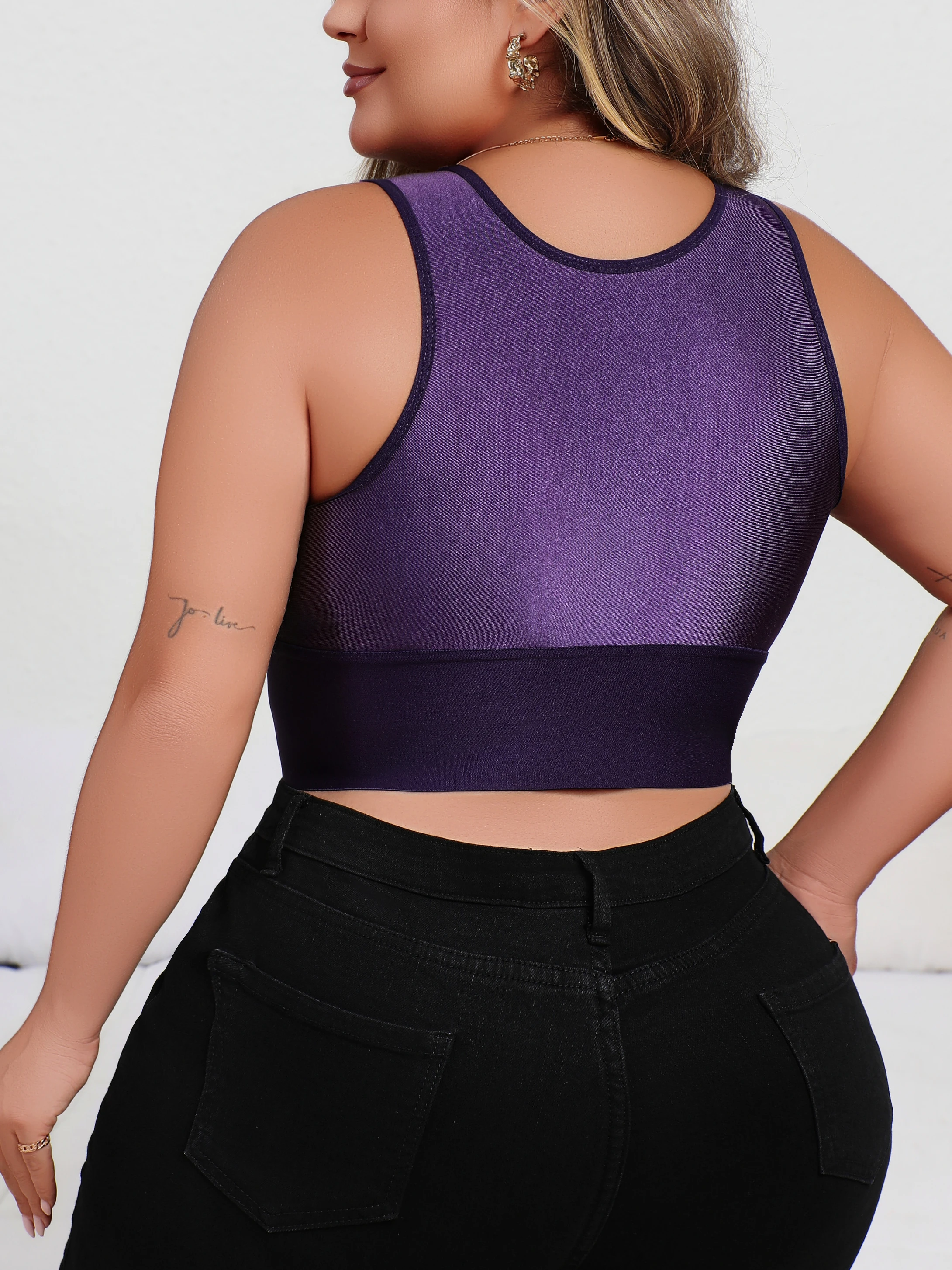 Nova chegada plus size sexy roxo bordado lingerie, sutiã push-up mergulho com zíper frontal