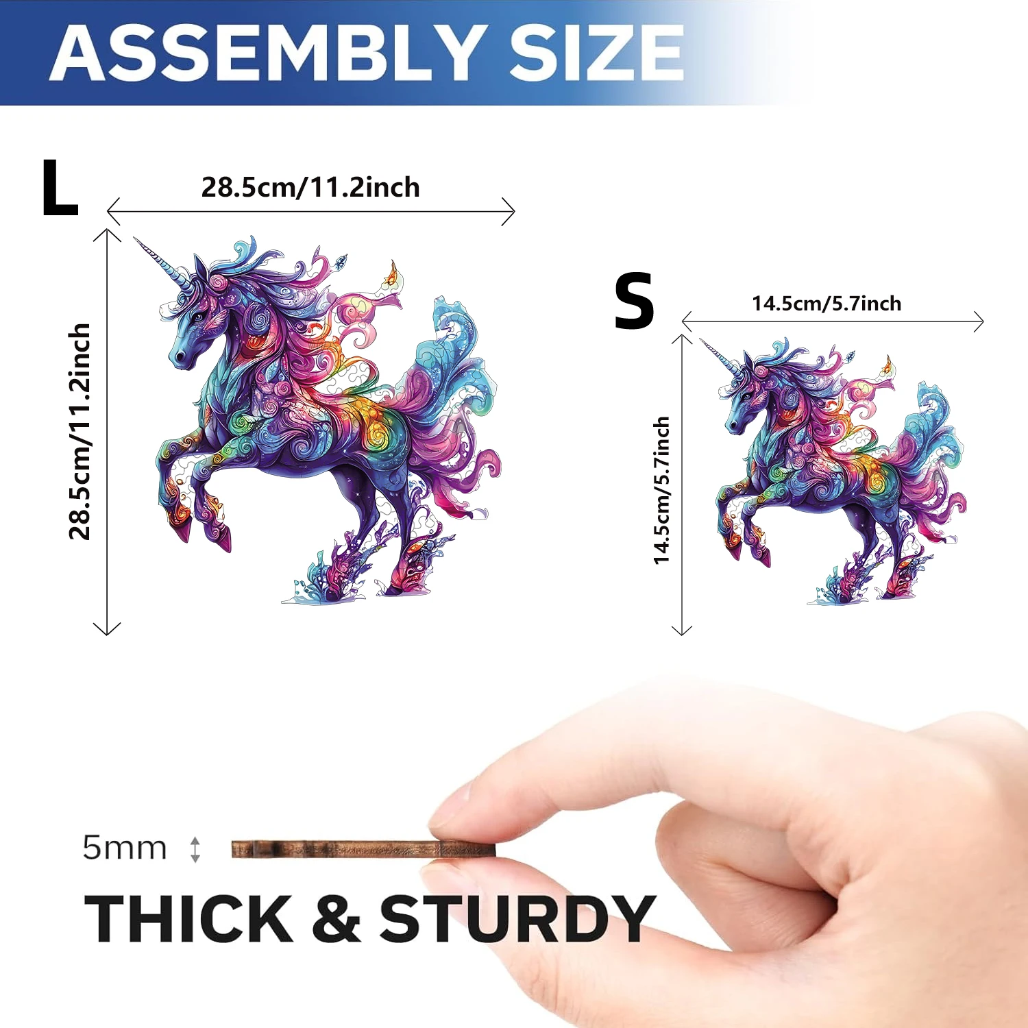 Quebra-cabeça de madeira de unicórnio, peças de formato exclusivo, quebra-cabeças de madeira para adultos, presente de natal, jogo familiar, decoração de casa