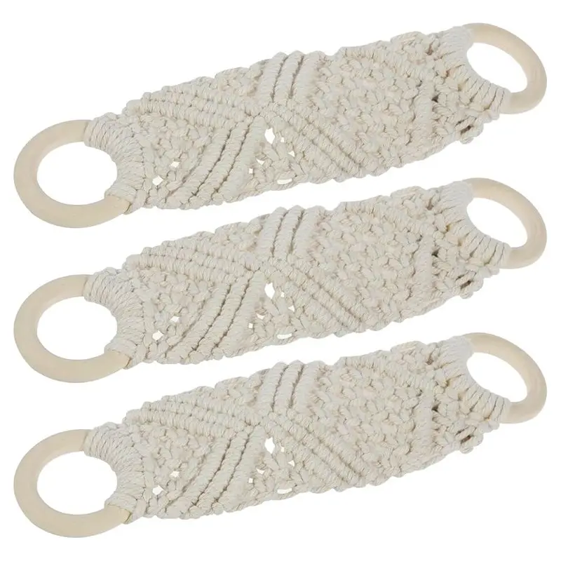 

A33Z-3Pcs Crochet Dish Towel Holder, Macrame Knit Hanging Kitchen Towel Holder With Loop Crochet Towel Ring