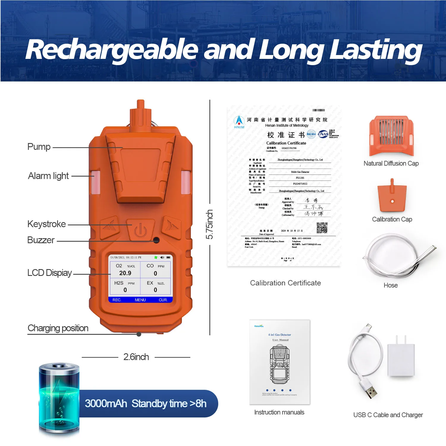 المورد عداد الغاز المحمول تطبيقات واسعة CO O2 H2S EX معدات كشف الغاز الثابتة كاشفات الغاز للتعدين #5
