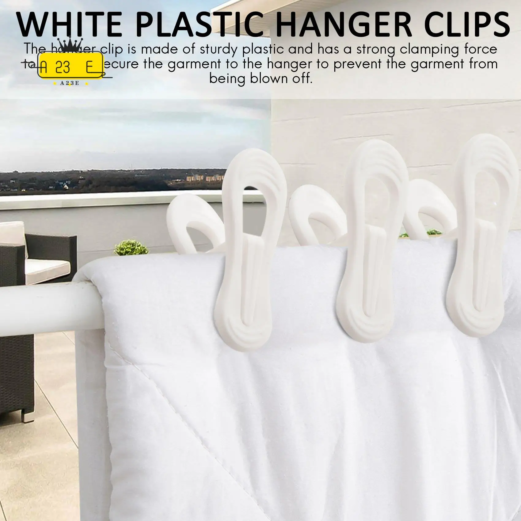 

A23E-40Pcs White Plastic Hanger Clips, Clips For Use With Slim-Line Clothes Finger Clips Washing Line Laundry Pegs