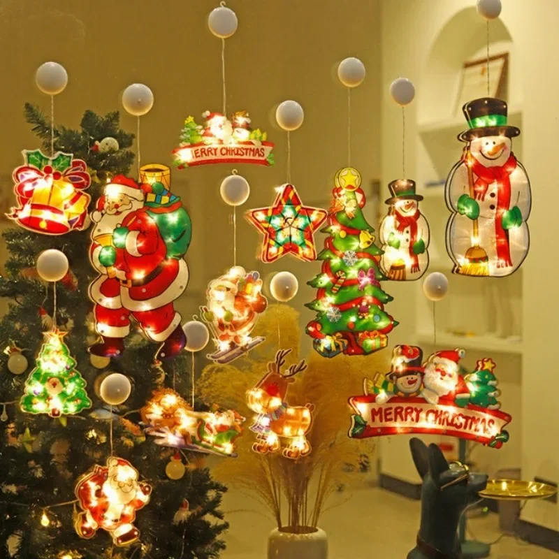 

Christmas Decoration Suction Cup Lights Santa Claus Led Decorative Lamp Christmas Tree Lighting in Living Room Display Windows