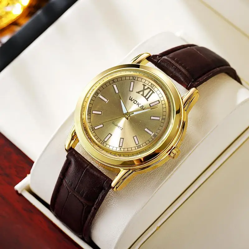 2024 new men\'s quartz watch business casual gold belt foreign trade gift watch