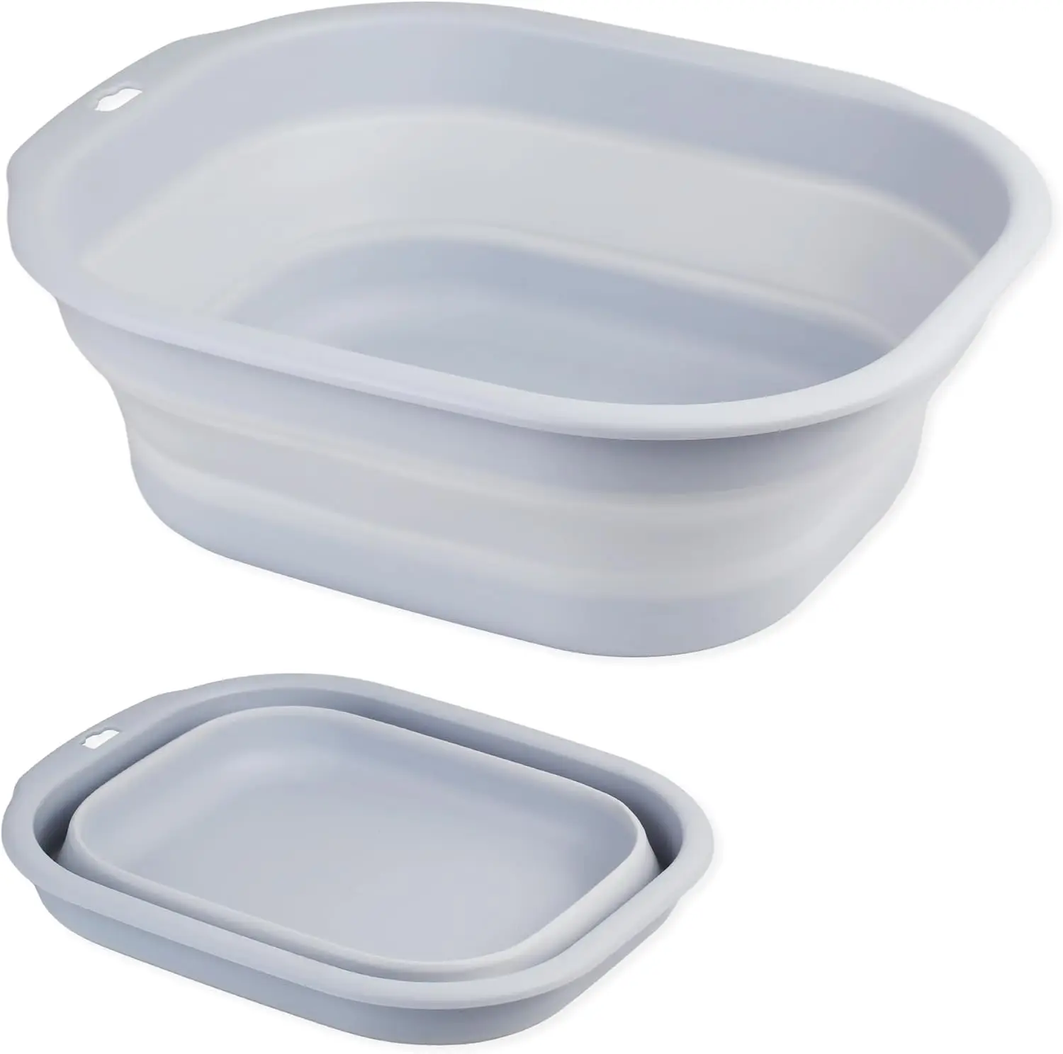 

Collapsible Wash Basin Set of 2, Foldable Plastic Laundry Basin for Travel, Camping, Bottles (Light Blue)